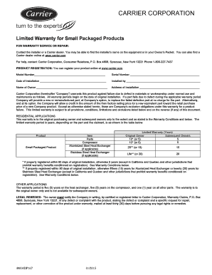  Limited Warranty for Small Packaged Products 2015