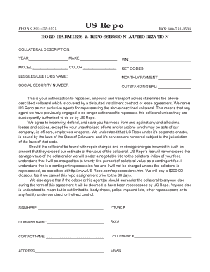 Repossession Authorization Form