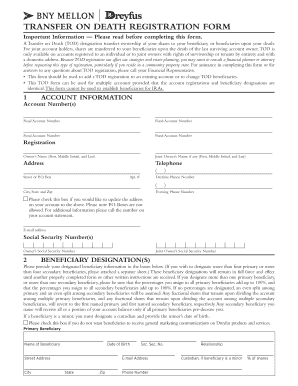 TRANSFER on DEATH REGISTRATION FORM BNY Mellon