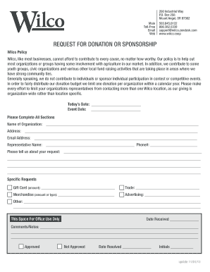 Wilco Donation Request  Form