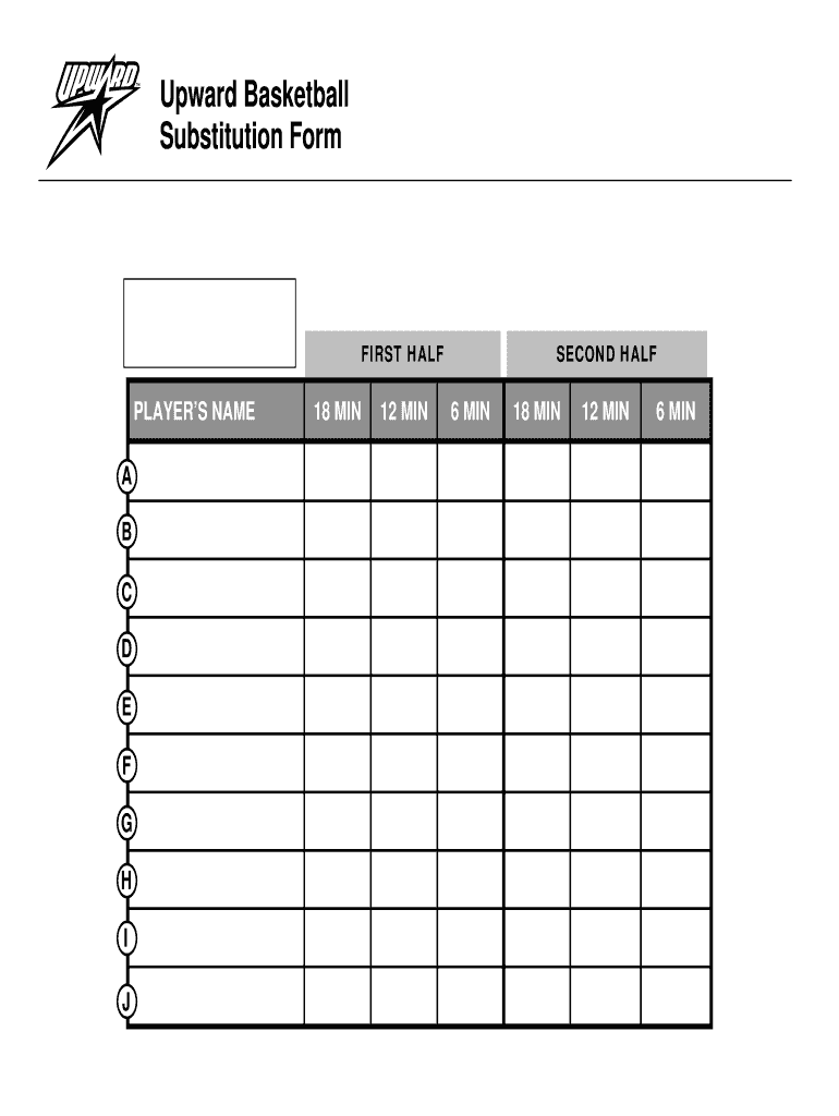 Basketball Substitution Chart  Form