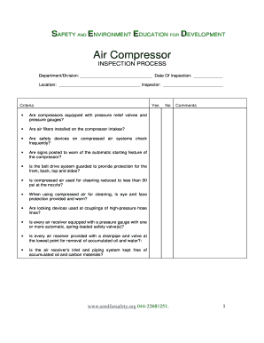 Air Compressor Checklist  Form