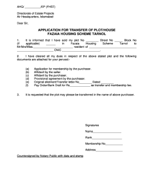 Directorate of Housing Air Headquarters Islamabad  Form