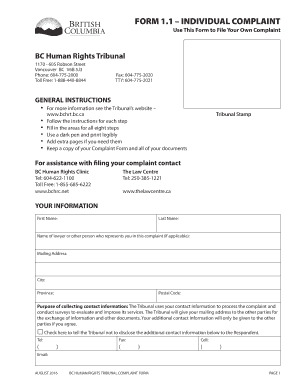  Bc Human Rights Tribunal Forms 2016