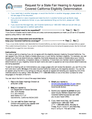  Request for a State Fair Hearing to Appeal a Covered 2015