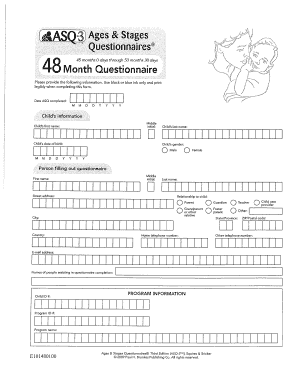 Ages and Stages Questionnaire 48 Months  Form