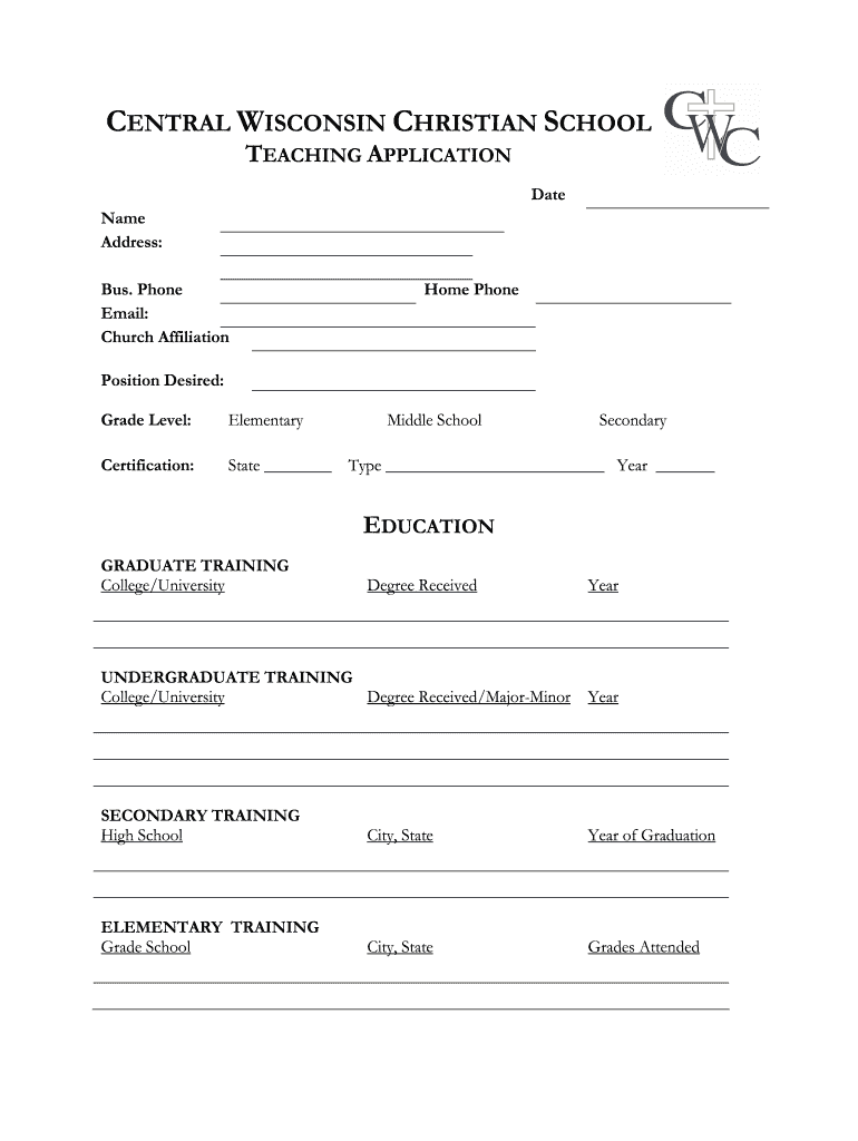 School Teacher Information Form