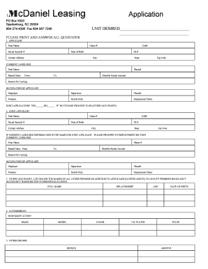 Mcdaniel Leasing  Form