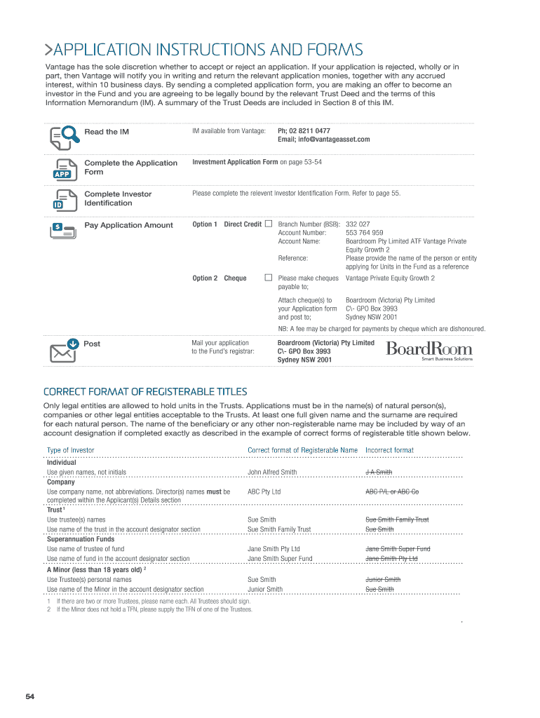 VPEG2 Information Memorandum Vantage Private Equity Growth 2 Vpeg2