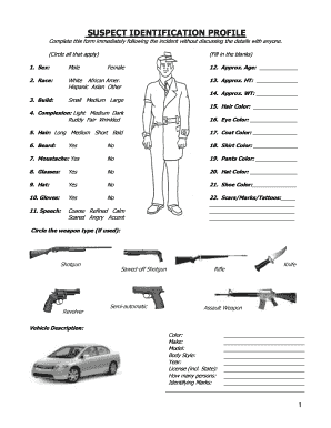 ROBBERY SUSPECT IDENTIFICATION PROFILE Pmpv  Form