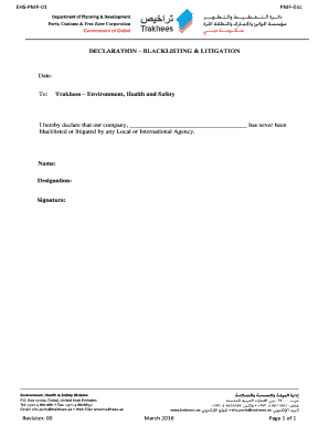 DECLARATION BLACKLISTING &amp; LITIGATION Trakhees Ae  Form