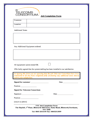 Job Completion Form