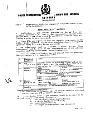 J K Police Spo Form PDF