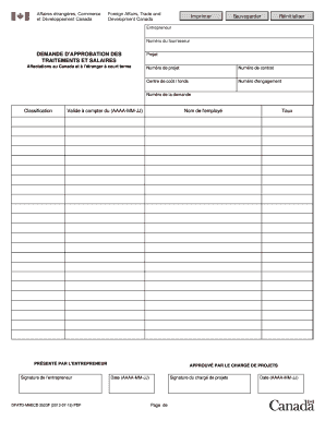 ACDI 2523F DEMANDE D&amp;#39;APPROBATION DES TRAITEMENTS ET  Form