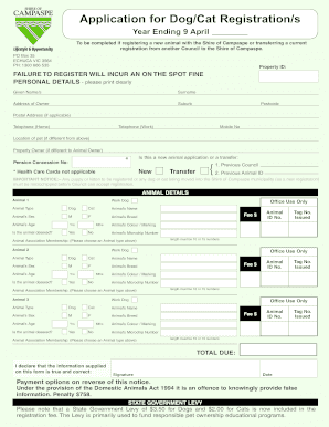Campaspe Shire Dog Registration  Form