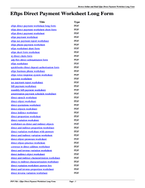 Eftps Direct Payment Worksheet Long Form