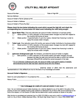 Akron Water Bill  Form