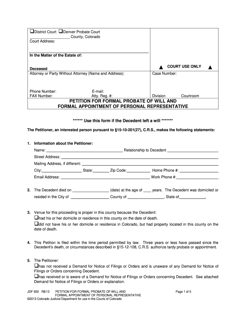 Colorado Jdf 920  Form