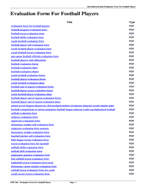 Football Evaluation Sheet  Form