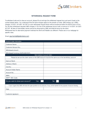 WITHDRAWAL REQUEST FORM Gbebrokers Com