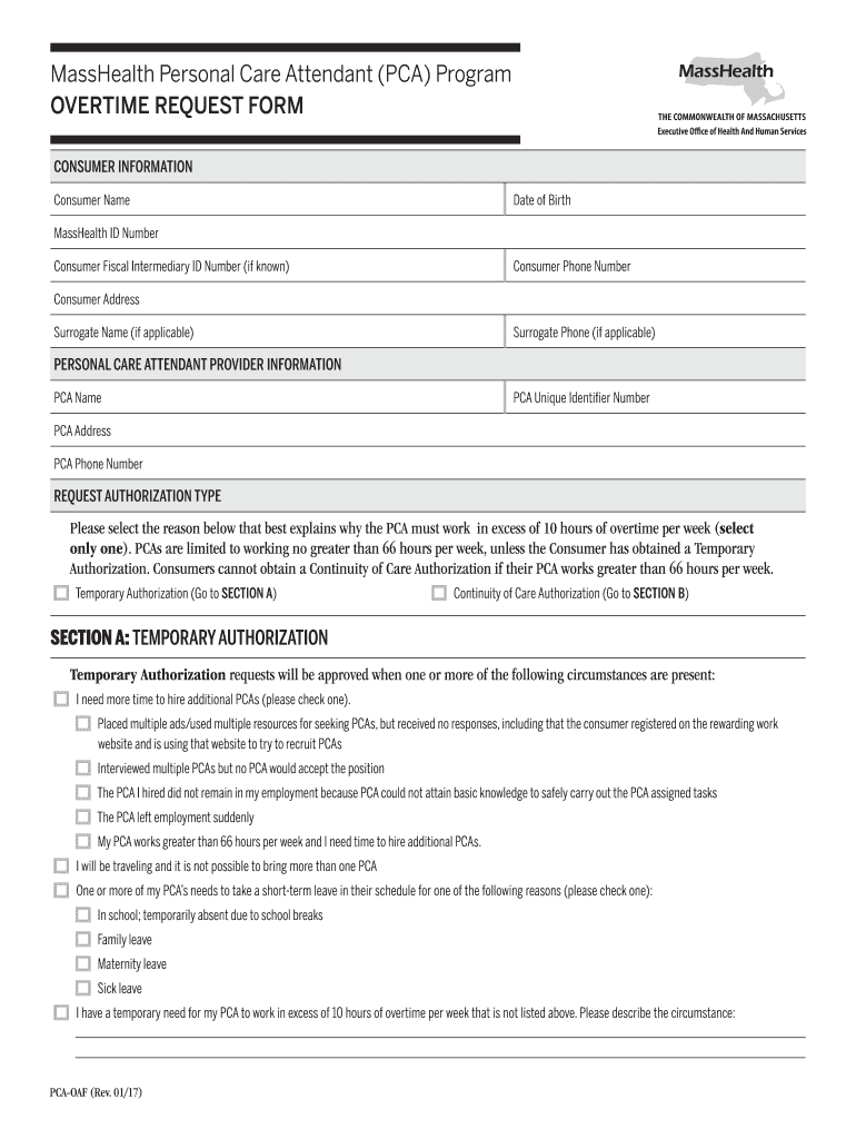 Pca Overtime Forms