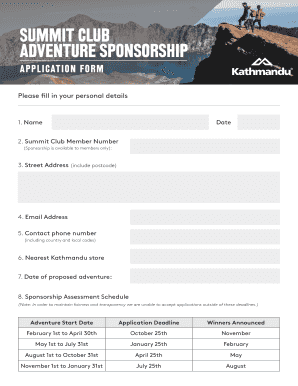 Kathmandu Sponsorship  Form