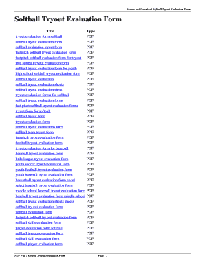 Softball Evaluation Form