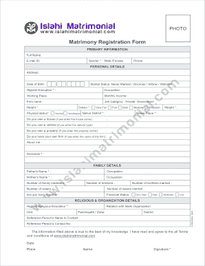 Matrimony Form