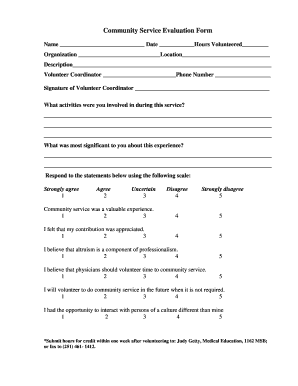 Service Evaluation Form