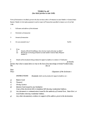 Form 60 See Third Provision to of Rule 114b