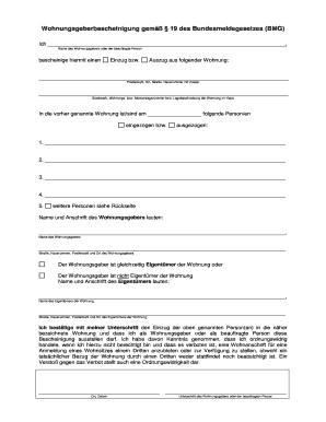 Wohnungsgeberbescheinigung  Form