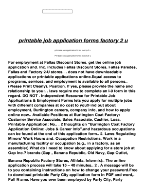 Printable Job Application Forms Factory 2 U Hq Intelligentutilitysolutions