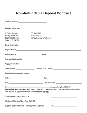 Non Refundable Payment Agreement Template  Form