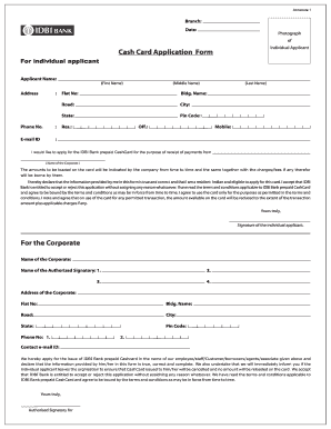 Cash Card Application Form