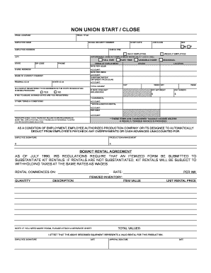 FeatureTV Timecard and Start Non Union Media Services  Form