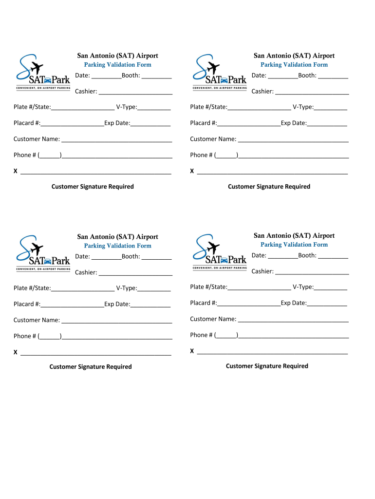 San Antonio Airport Parking Validation Form