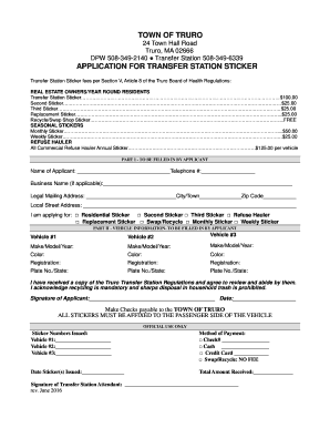 Truro Transfer Station  Form