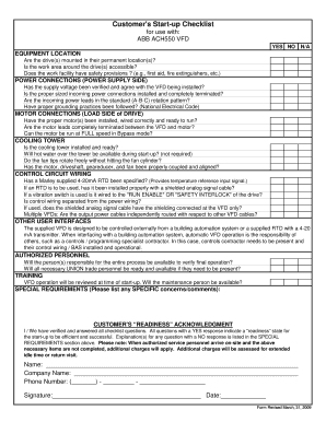 Abb Vfd Commissioning Checklist  Form