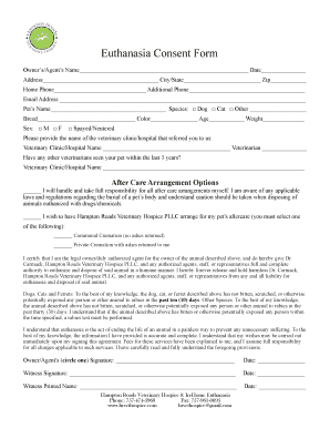 Euthanasia Consent Form Hampton Roads Veterinary Hospice