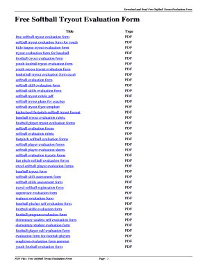 Printable Softball Tryout Evaluation Form