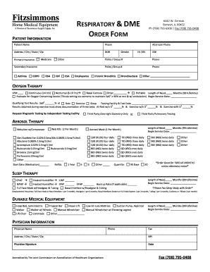 Fitzsimmons Order Form