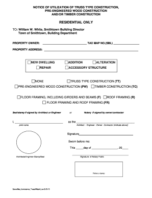 Truss NoticeAffidavit Town of Smithtown  Form