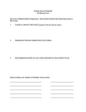 NURSE PRACTITIONER QI Meeting Form QUALITY IMPROVEMENT