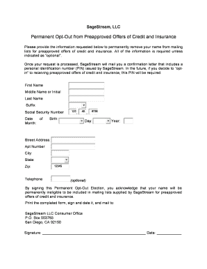 Sagestream Opt Out  Form
