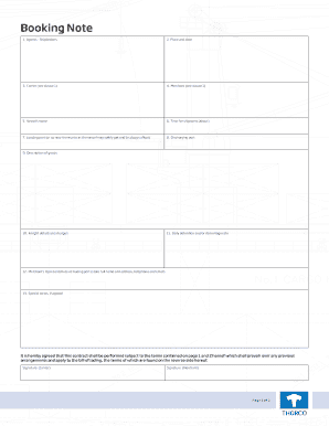 Booking Note  Form