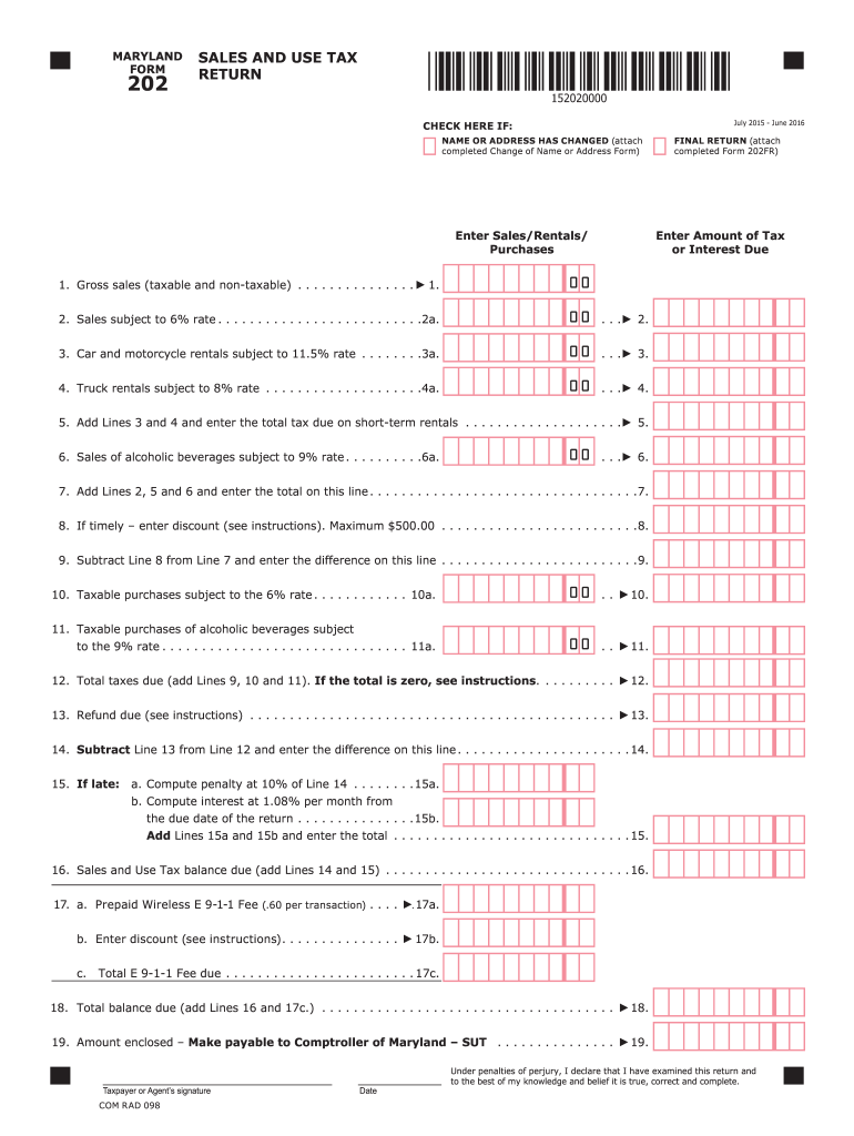 Form 202 Maryland