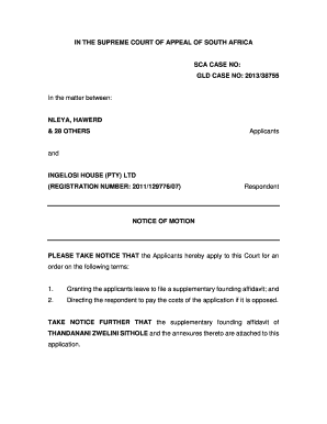 Notice of Appeal Example South Africa  Form