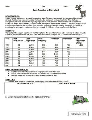 Deer Predation or Starvation Answer Key  Form