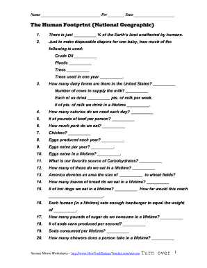 The Human Footprint National Geographic Worksheet Answers  Form