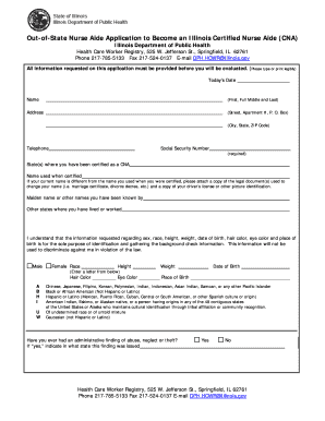  Out of State Nurse Aide Application to Become Illinois Department 2013